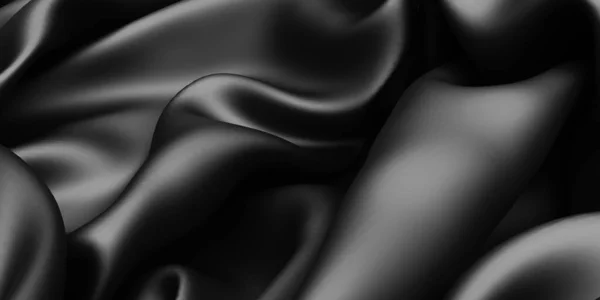 Абстрактный Фон Роскошной Ткани Гладкая Элегантная Черная Шелковая Атласная Текстура — стоковое фото