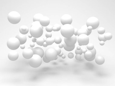 Beyaz toplar dekoratif soyut arka plan. 3d resimleme