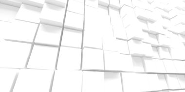 Beyaz küp yapısı. Soyut fütüristik geçmiş. 3d hazırlayıcı