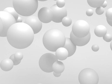 Beyaz toplar dekoratif soyut arka plan. 3d resimleme