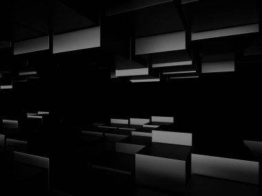 Soyut Karanlık Küpler Fütürist Tasarım Arkaplanı. 3d Görüntüleme