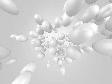 Beyaz toplar dekoratif soyut arka plan. 3d resimleme