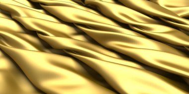 Altın tüpler metalik dalgalı arka plan. 3d resimleme