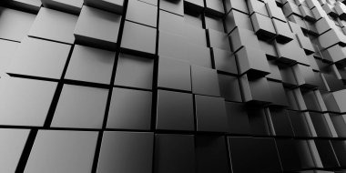 Soyut Karanlık Küpler Fütürist Tasarım Arkaplanı. 3d Görüntüleme