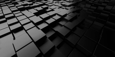 Soyut Karanlık Küpler Fütürist Tasarım Arkaplanı. 3d Görüntüleme