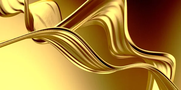 Gouden Abstracte Golvende Vloeibare Achtergrond Illustratie Weergeven — Stockfoto