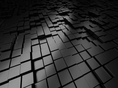 Soyut Karanlık Küpler Fütürist Tasarım Arkaplanı. 3d Görüntüleme