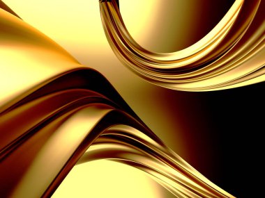 Altın soyut dalgalı sıvı arka plan. 3d resimleme