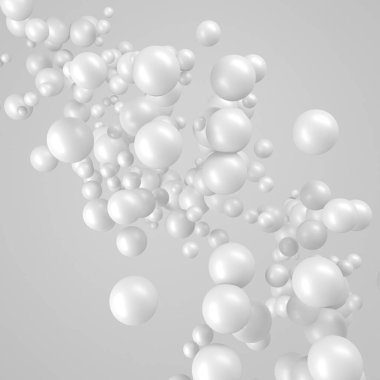 Beyaz toplar dekoratif soyut arka plan. 3d resimleme