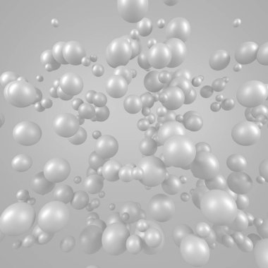 Beyaz toplar dekoratif soyut arka plan. 3d resimleme