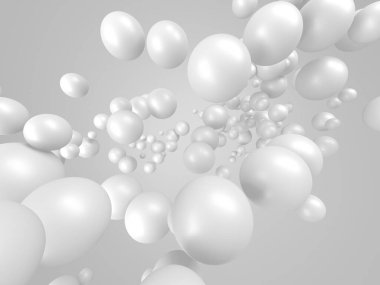 Beyaz toplar dekoratif soyut arka plan. 3d resimleme