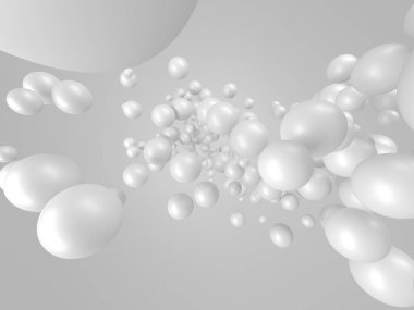 Beyaz toplar dekoratif soyut arka plan. 3d resimleme