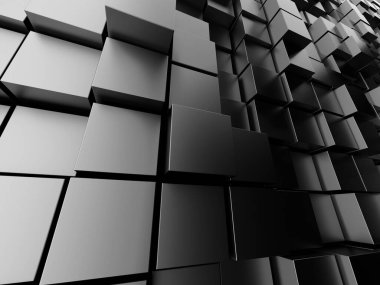 Soyut Karanlık Küpler Fütürist Tasarım Arkaplanı. 3d Görüntüleme