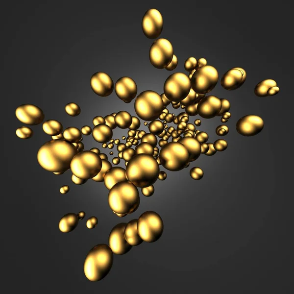 stock image Golden polish spheres ballc design background. 3d render illustration