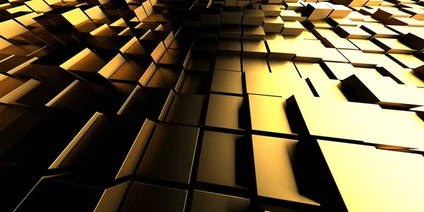 豪華な黄金の背景 金色の光沢のあるキューブ配列 3Dレンダリング — ストック写真