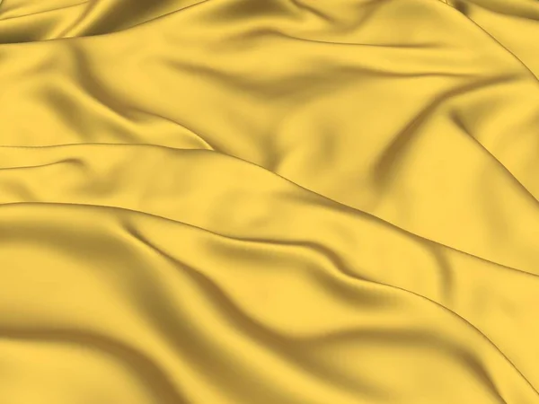 Golden Fabric Silk Background Yellow Satin Wavy Texture Render Illustration — Stock Photo, Image