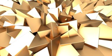 Lüks altın arka plan. Altın parıltılı küp dizisi. 3d hazırlayıcı