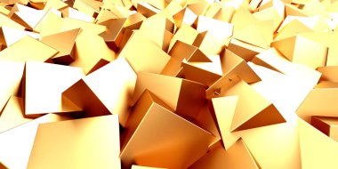 Lüks altın arka plan. Altın parıltılı küp dizisi. 3d hazırlayıcı