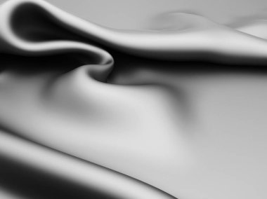 Soyut arka plan lüks kumaş. Pürüzsüz siyah ipek ya da saten kumaş. 3d resimleme