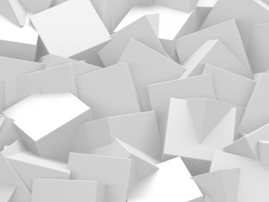 Beyaz küp yapısı. Soyut fütüristik geçmiş. 3d hazırlayıcı