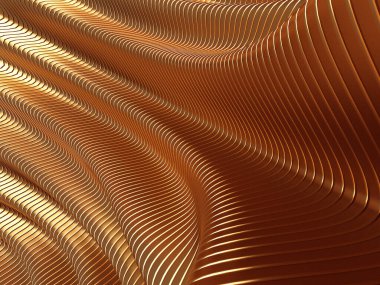 Altın soyut dalgalı sıvı arka plan. 3d resimleme