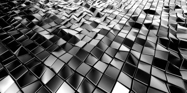 Koyu gümüş küpler. Soyut metalik arka plan. Modern tasarım. 3d hazırlayıcı