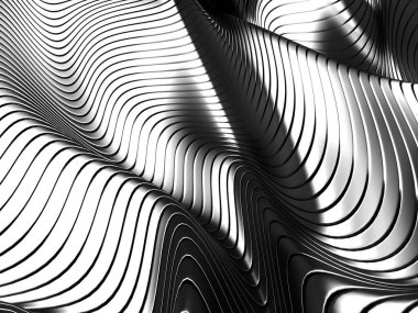 Metalik, soyut, dalgalı sıvı arka plan. 3d resimleme