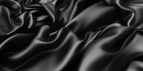 Abstract Background Luxury Cloth Smooth Elegant Black Silk Satin Texture — Stock Photo, Image