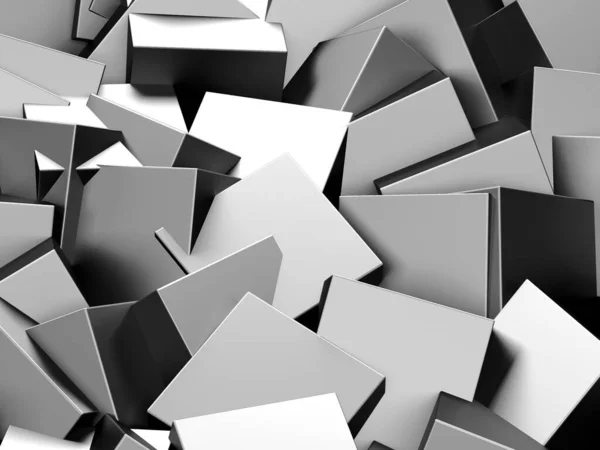 暗银立方体 摘要金属背景 现代设计 3D渲染 — 图库照片