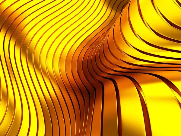 Goldener Abstrakter Welliger Flüssiger Hintergrund Darstellung — Stockfoto