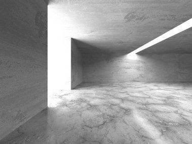 Soyut mimari iç plan. Boş beton oda. 3d hazırlayıcı