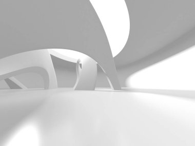 Aydınlatılmış koridor iç tasarımı. Boş Oda İç mimarisi. 3 Boyutlu Hazırlama