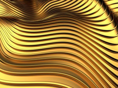 Altın soyut dalgalı sıvı arka plan. 3d resimleme