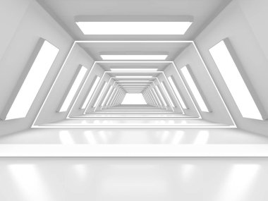 Beyaz Modern Arkaplan. Soyut Bina Konsepti. 3d Hazırlama