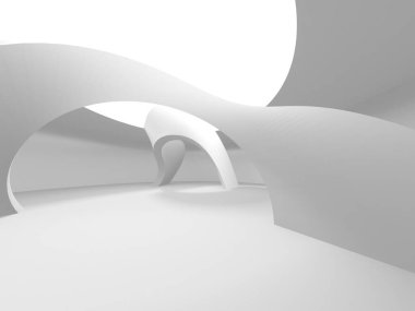 Beyaz Modern Arkaplan. Soyut Bina Konsepti. 3d Hazırlama