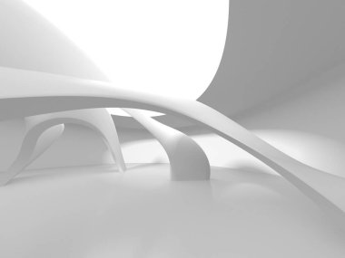 Beyaz Modern Arkaplan. Soyut Bina Konsepti. 3d Hazırlama