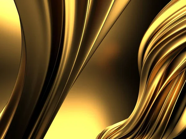 Fondo Líquido Ondulado Abstracto Dorado Ilustración Renderizado —  Fotos de Stock