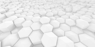 Beyaz Geometrik Altıgen Soyut Arkaplan. 3d Hazırlama