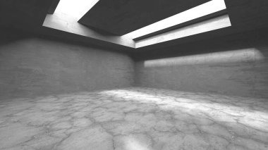 Dark Beton Duvar Mimarisi. Boş Oda. 3d Görüntüleme