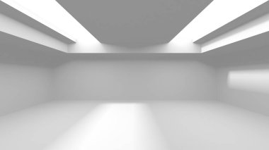 Soyut Beyaz Mimari Tasarım Konsepti. 3d Görüntüleme