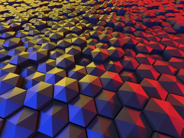 Hexagon Poligon Colorful Abstract Futuristic Background Inglés Renderizado —  Fotos de Stock