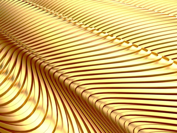 Goldener Abstrakter Welliger Flüssiger Hintergrund Darstellung — Stockfoto