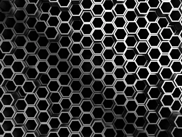 Króm Fém Hexagon Fényes Futurisztikus Háttér Renderelés — Stock Fotó