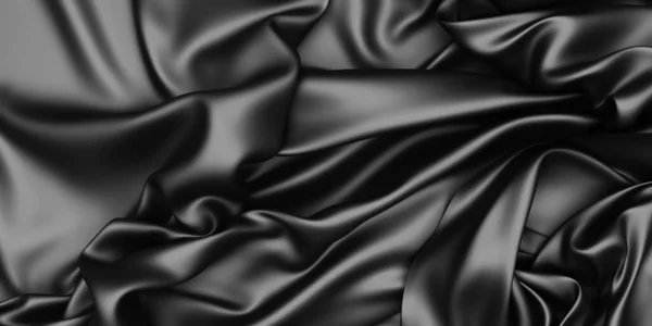 Fondo Abstracto Tela Lujo Seda Negra Elegante Lisa Textura Satinada — Foto de Stock