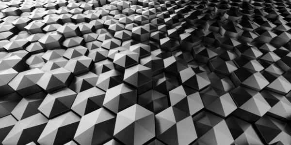 Chroom Metallic Hexagon Glanzende Futuristische Achtergrond Render — Stockfoto