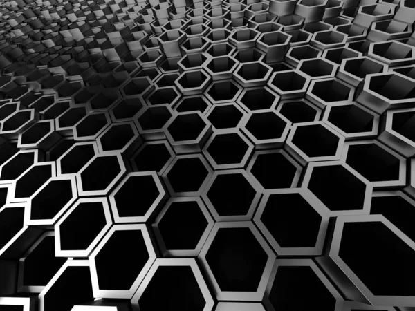 Króm Fém Hexagon Fényes Futurisztikus Háttér Renderelés — Stock Fotó