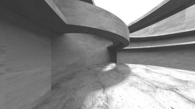 Soyut mimari iç plan. Boş beton oda. 3d hazırlayıcı