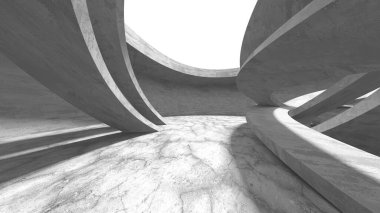 Soyut mimari iç plan. Boş beton oda. 3d hazırlayıcı