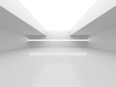 Aydınlatılmış koridor iç tasarımı. Boş Oda İç mimarisi. 3 Boyutlu Hazırlama