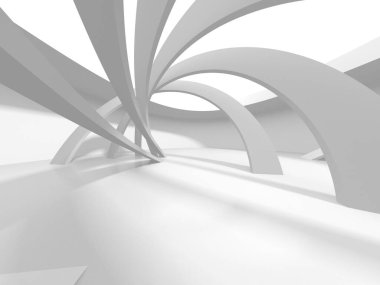 Beyaz Modern Arkaplan. Soyut Bina Konsepti. 3d Hazırlama